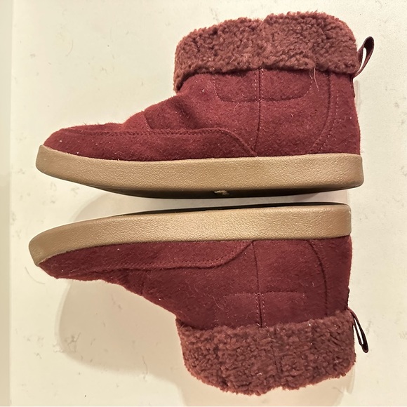 Sanuk Womens Roll-Top Bootie Wool Boots Burgundy Size 8 - Picture 4 of 10